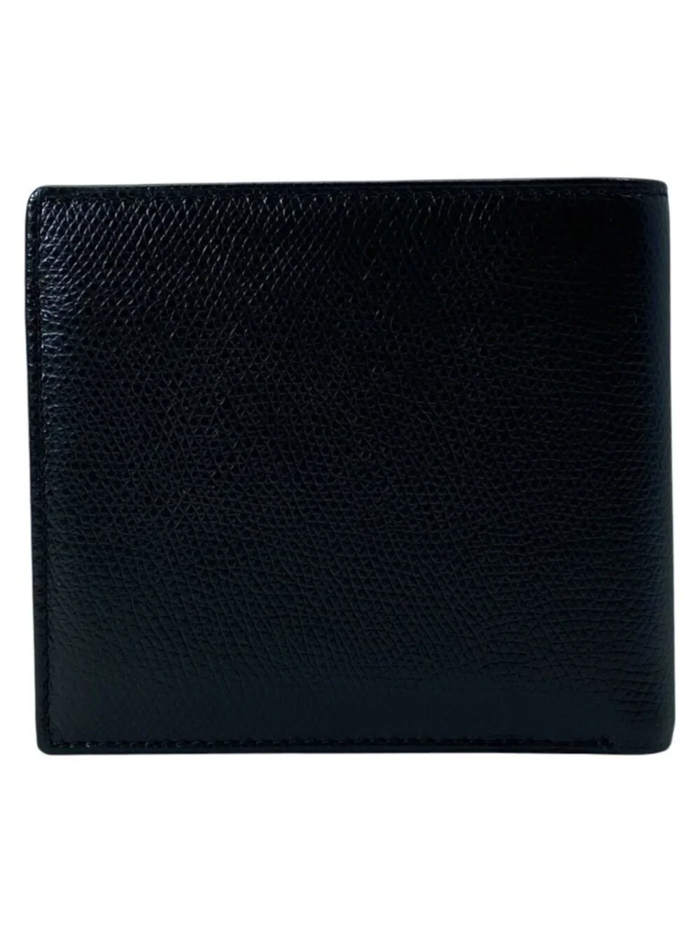 Bvlgari Logo Bifold Wallet Folding Billfold Gray Leather Black Business Compact